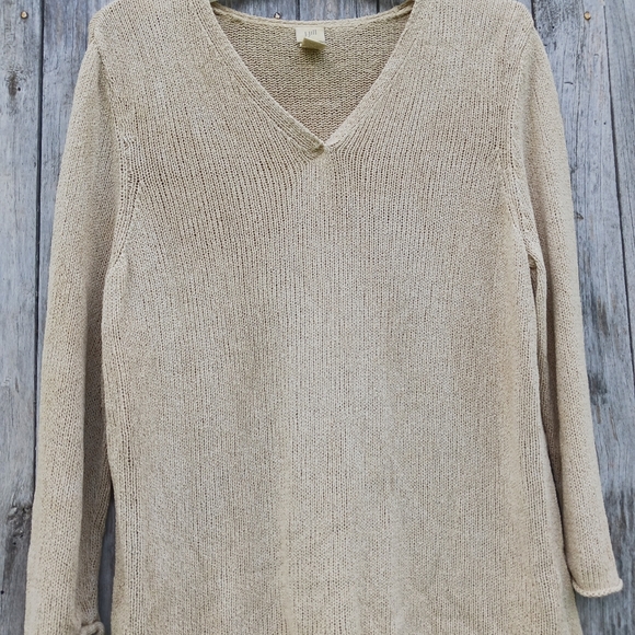 J. Jill Silk Nylon Lightweight Beachy Pullover Oatmeal Sweater Women’s Size M - Picture 2 of 5